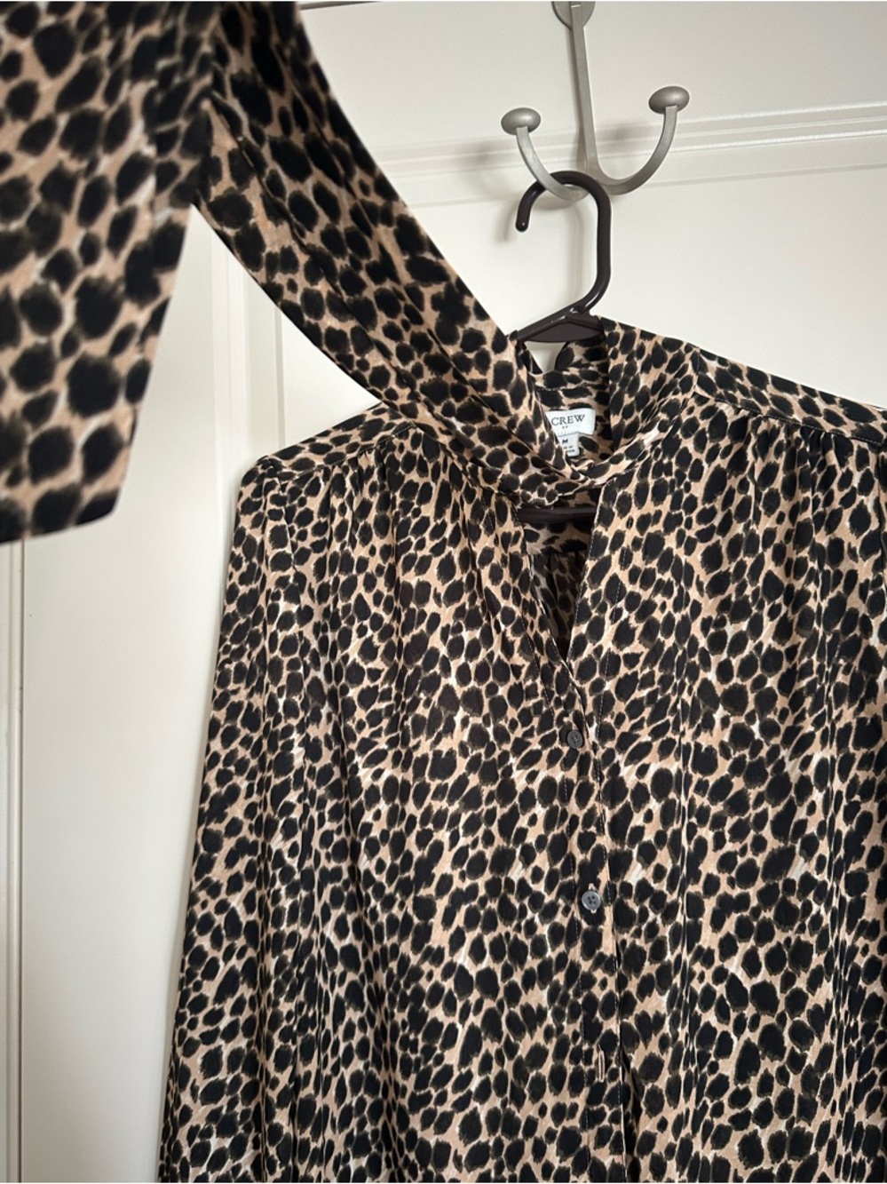 J. Crew Leopard-Print Bow Tie Blouse - Picture 4 of 5